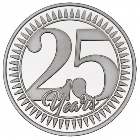 25th Anniversary 1oz .999 Silver Medallion Dated 2025