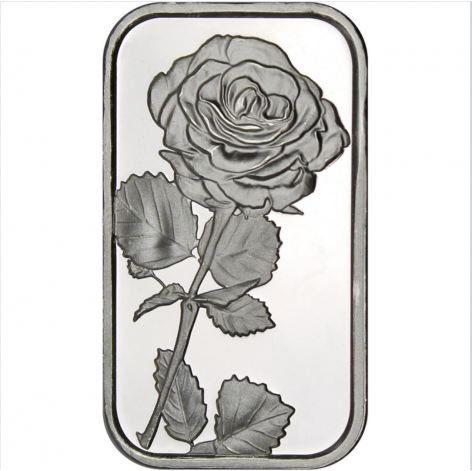 Rose 1 Troy Ounce (oz) .999 Fine Silver Bar/Ingot