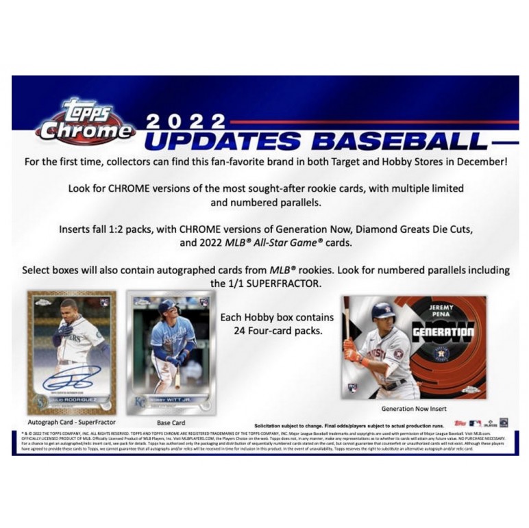 Topps 2022 Chrome Baseball Update Series Hobby Box