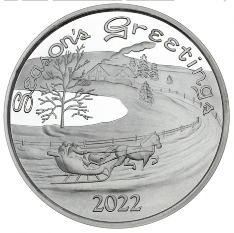 Country Winter Sleigh Ride 1oz .999 Silver Medallion Dated  2022